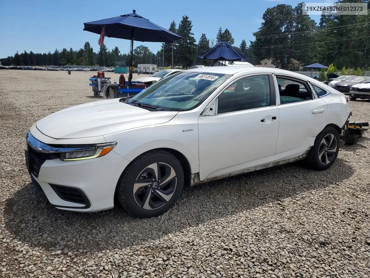 2022 Honda Insight Ex VIN: 19XZE4F57NE012373 Lot: 58313916