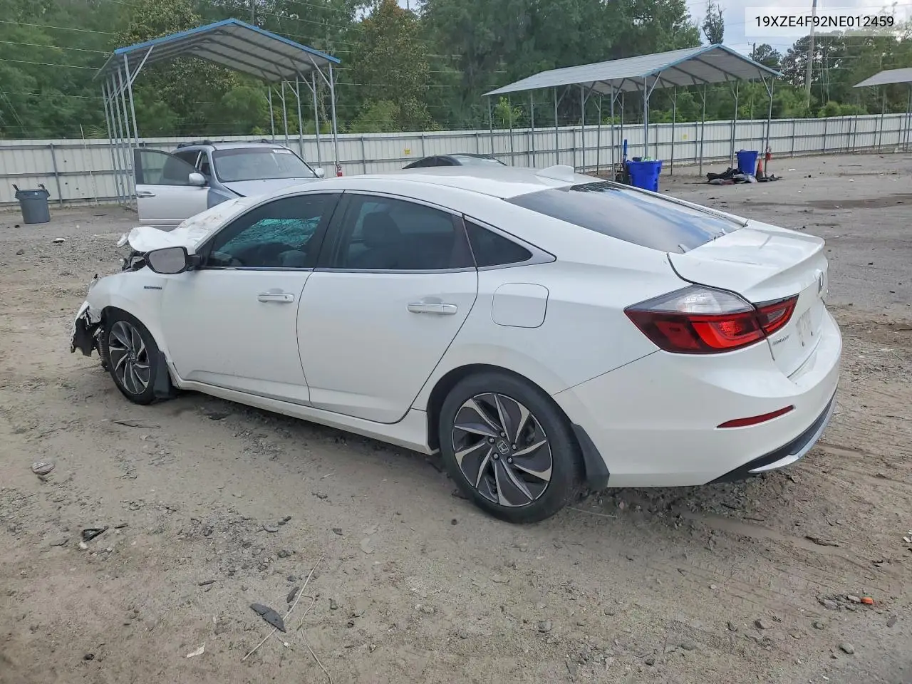 2022 Honda Insight Touring VIN: 19XZE4F92NE012459 Lot: 58897616