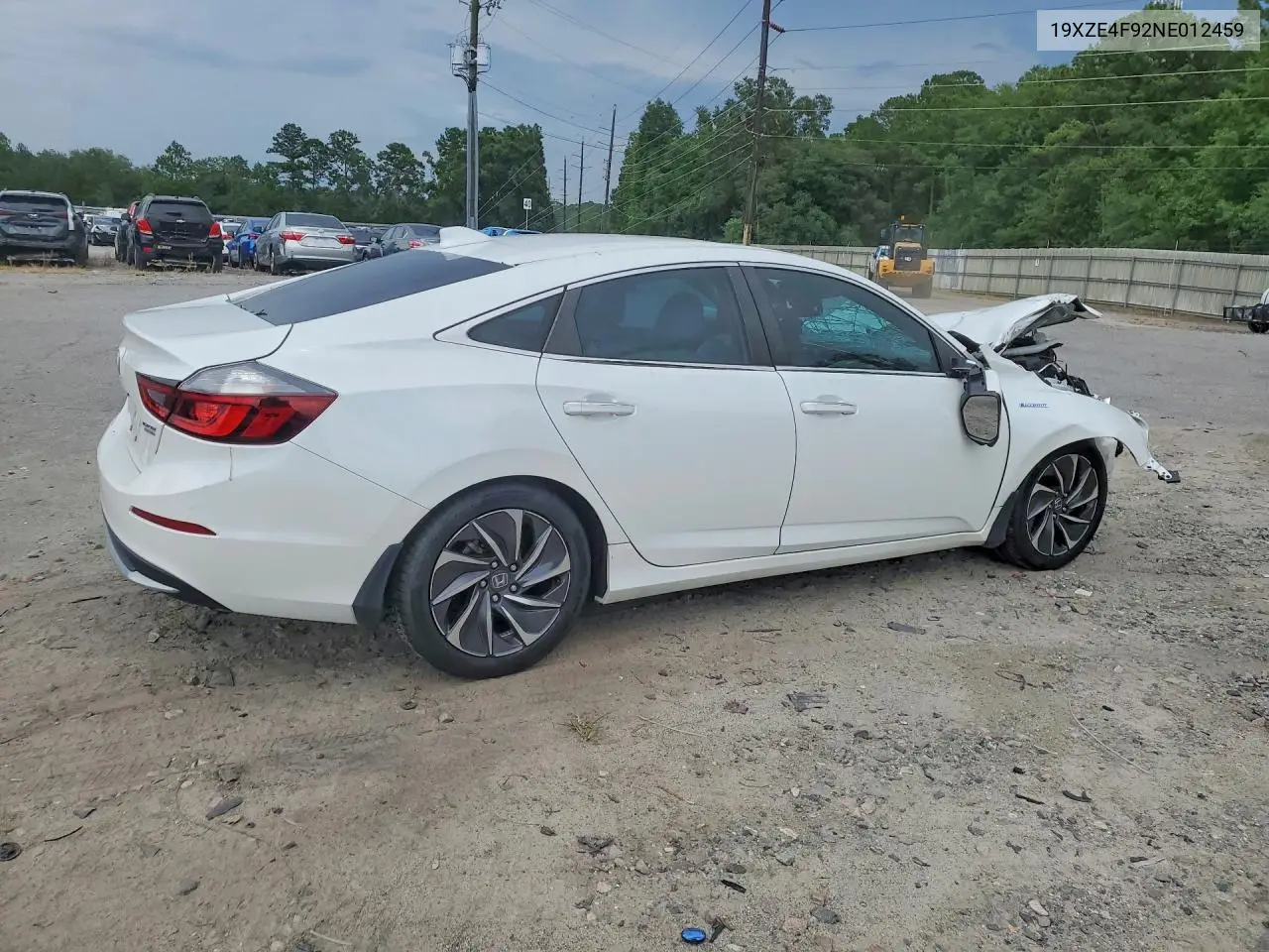 2022 Honda Insight Touring VIN: 19XZE4F92NE012459 Lot: 58897616