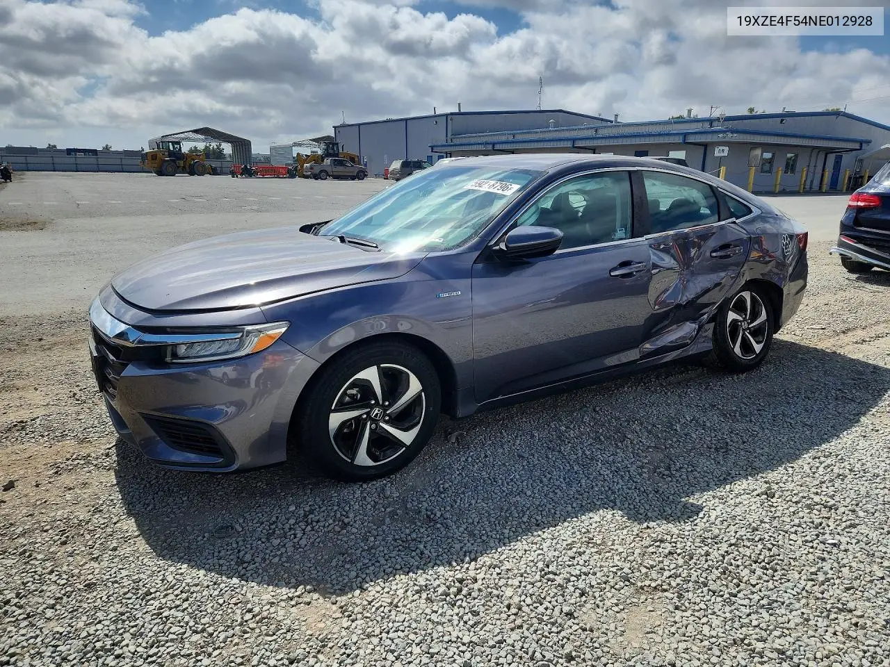2022 Honda Insight Ex VIN: 19XZE4F54NE012928 Lot: 59218796