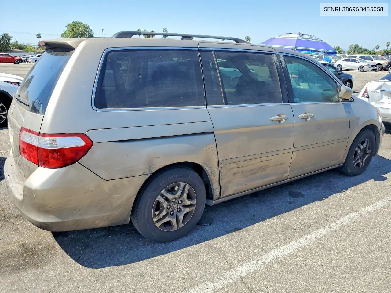 2006 Honda Odyssey Exl VIN: 5FNRL38696B455058 Lot: 61067846