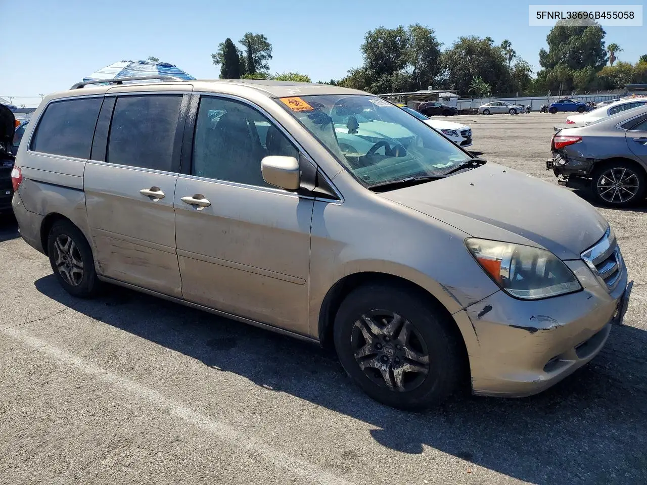 2006 Honda Odyssey Exl VIN: 5FNRL38696B455058 Lot: 61067846