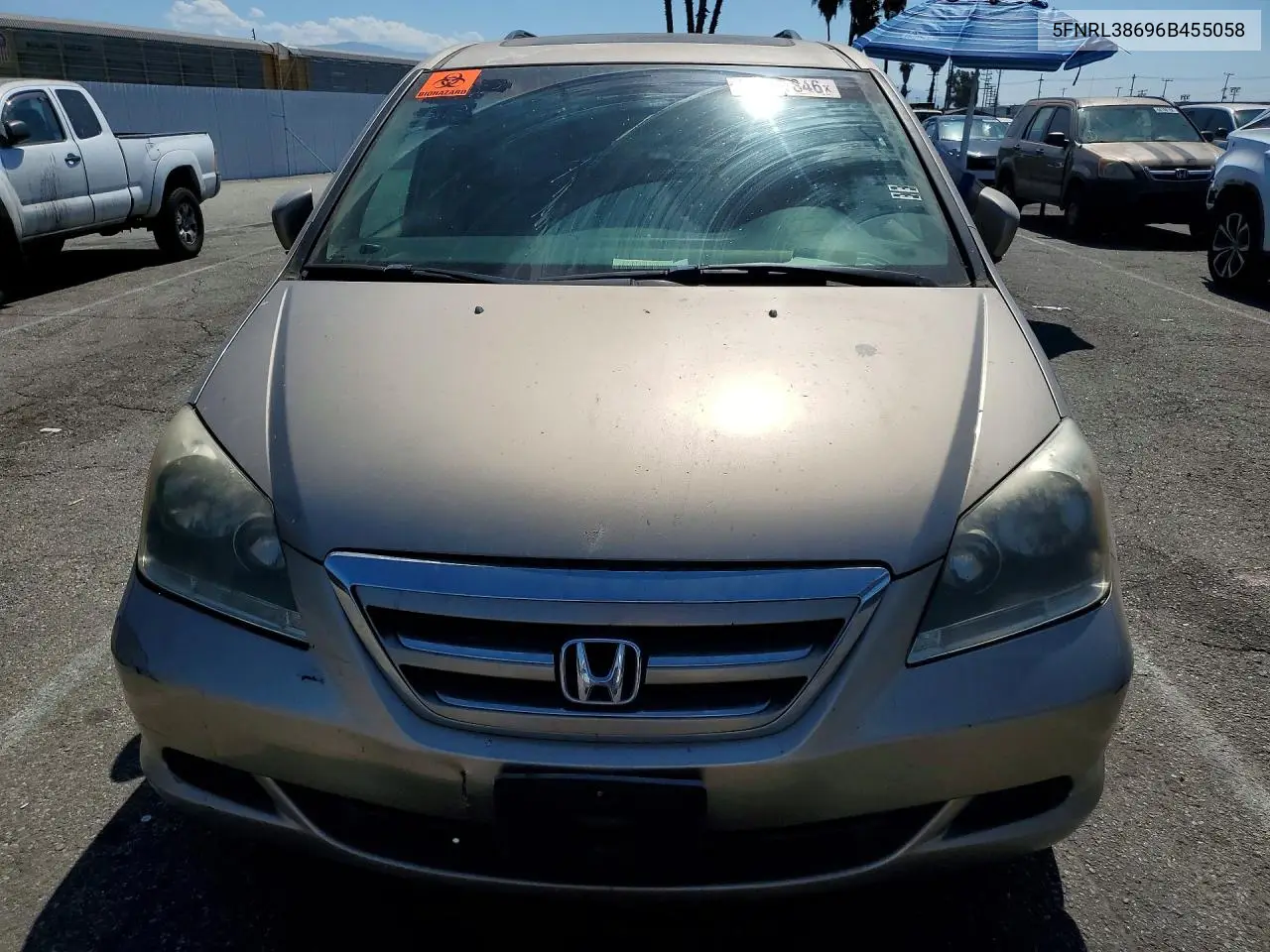 2006 Honda Odyssey Exl VIN: 5FNRL38696B455058 Lot: 61067846