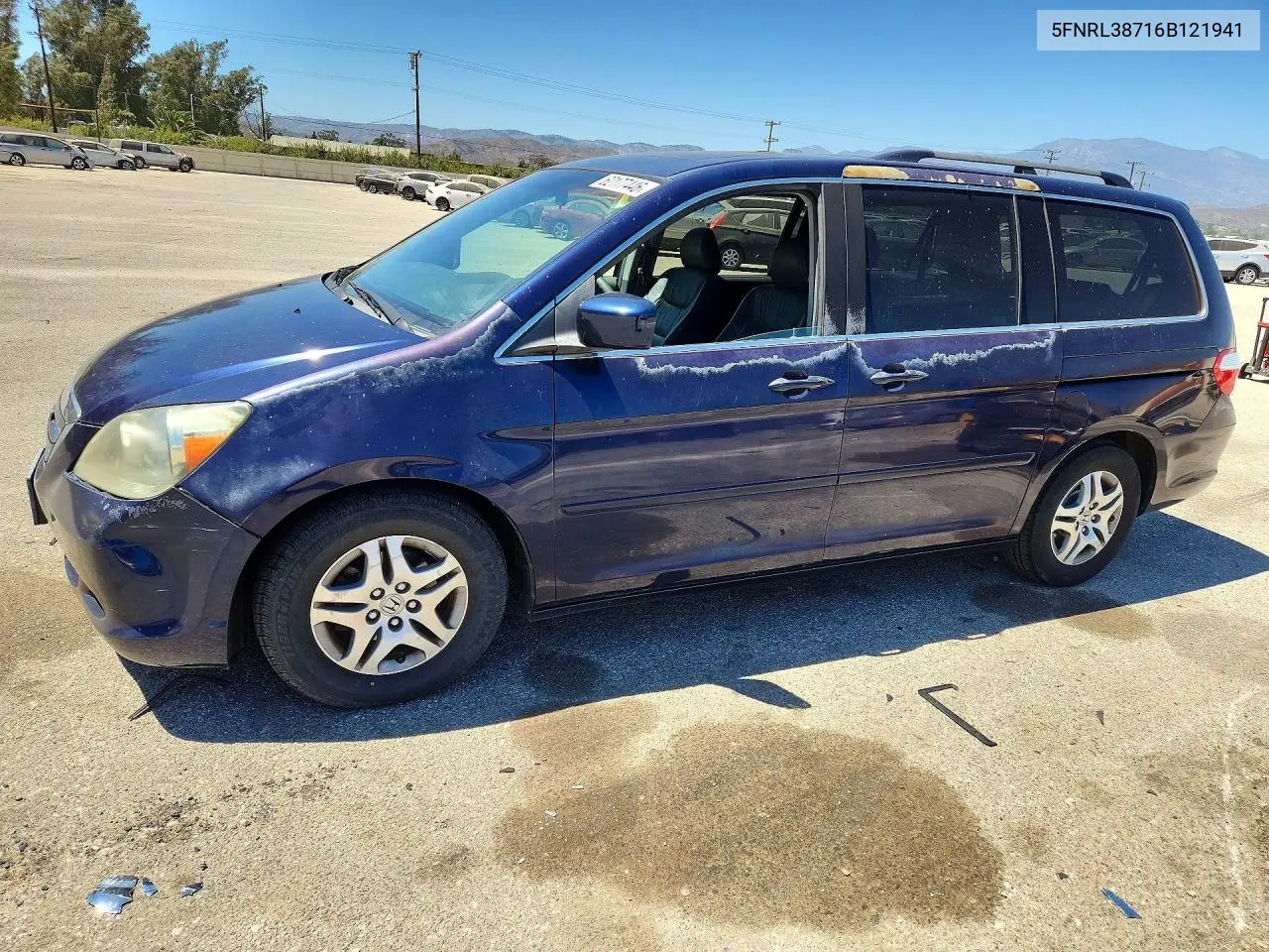 2006 Honda Odyssey Exl VIN: 5FNRL38716B121941 Lot: 62177446