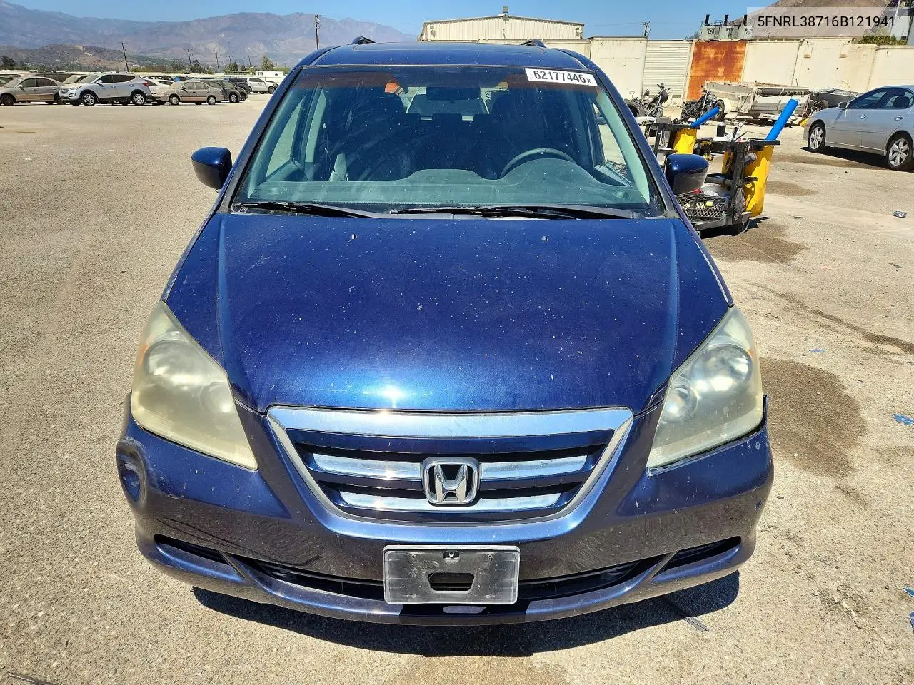 2006 Honda Odyssey Exl VIN: 5FNRL38716B121941 Lot: 62177446