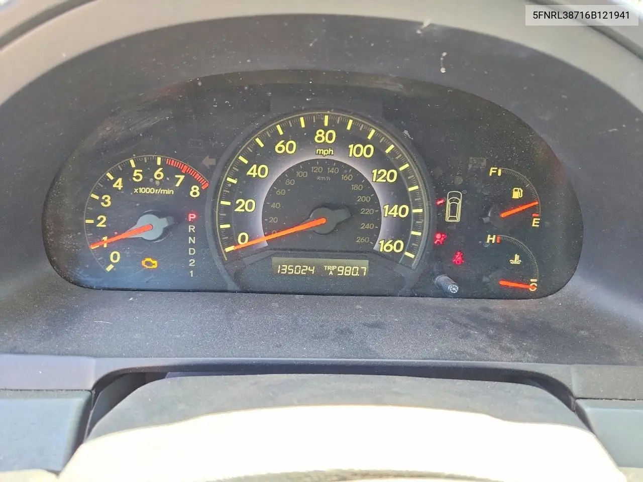 2006 Honda Odyssey Exl VIN: 5FNRL38716B121941 Lot: 62177446