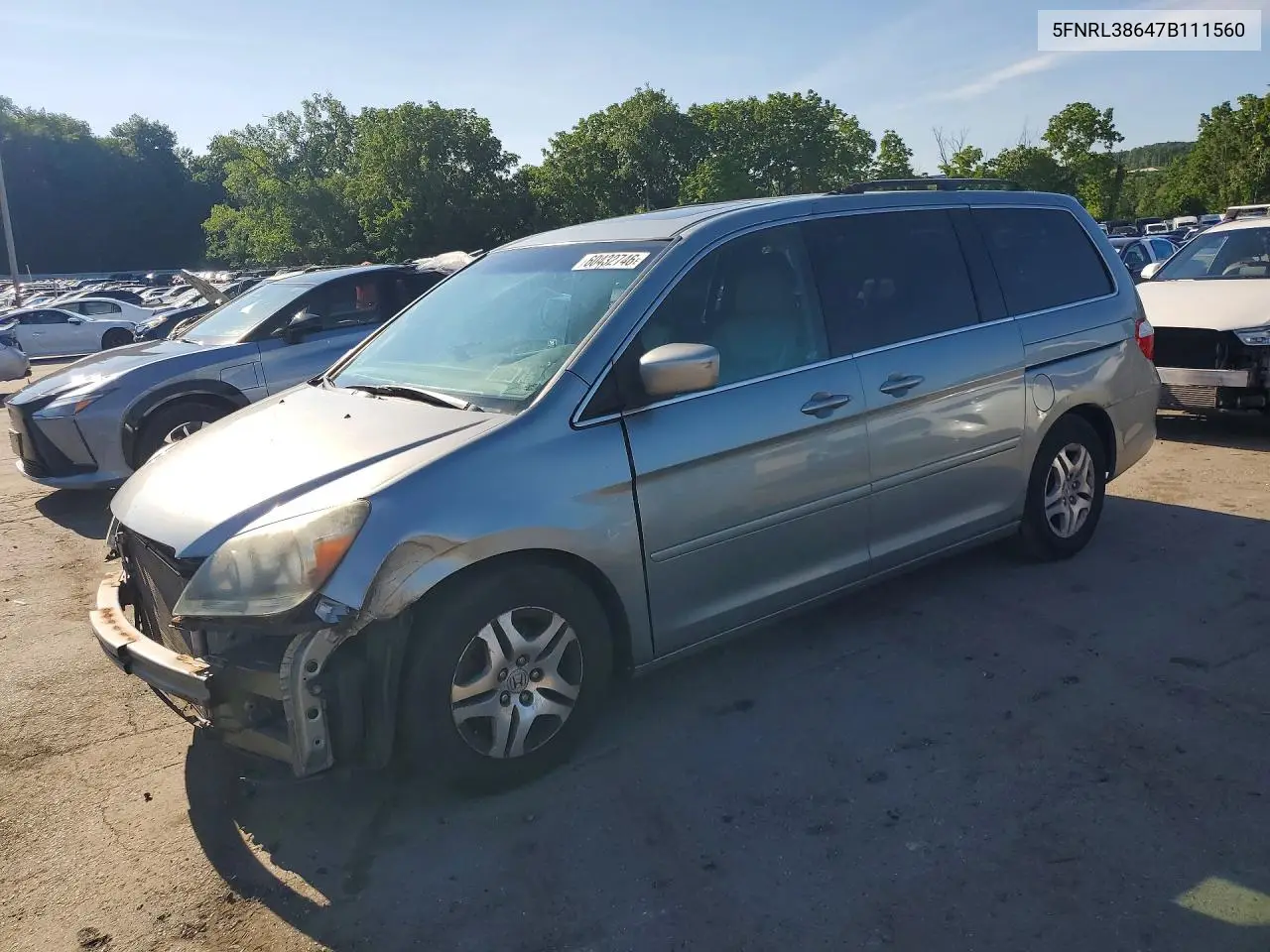 2007 Honda Odyssey Exl VIN: 5FNRL38647B111560 Lot: 60432746