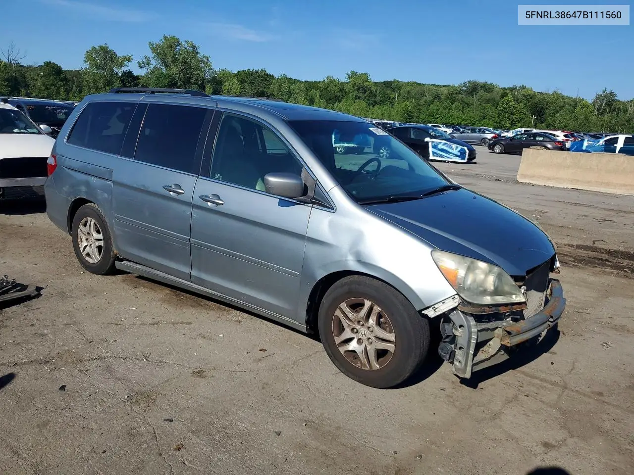 2007 Honda Odyssey Exl VIN: 5FNRL38647B111560 Lot: 60432746
