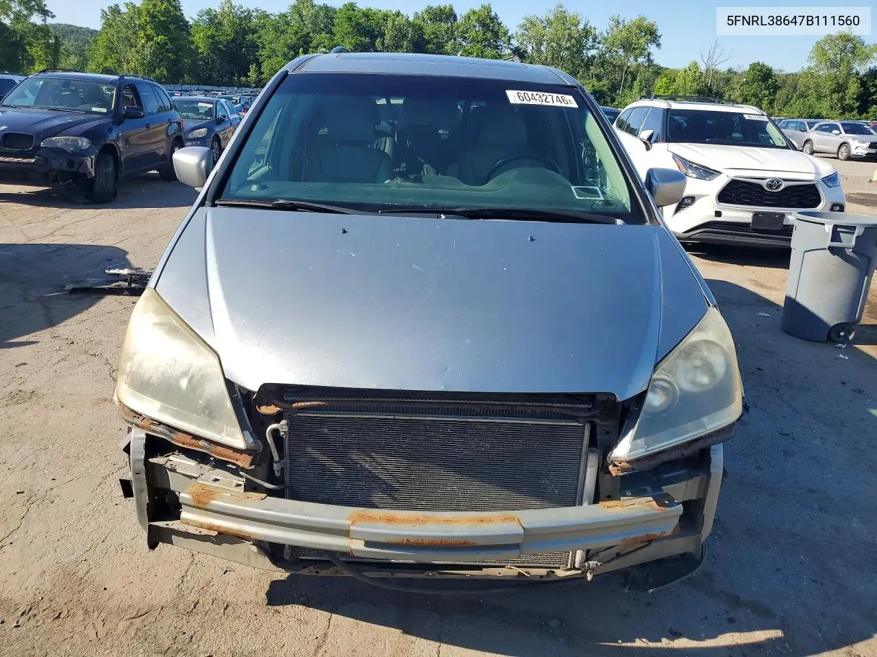 2007 Honda Odyssey Exl VIN: 5FNRL38647B111560 Lot: 60432746