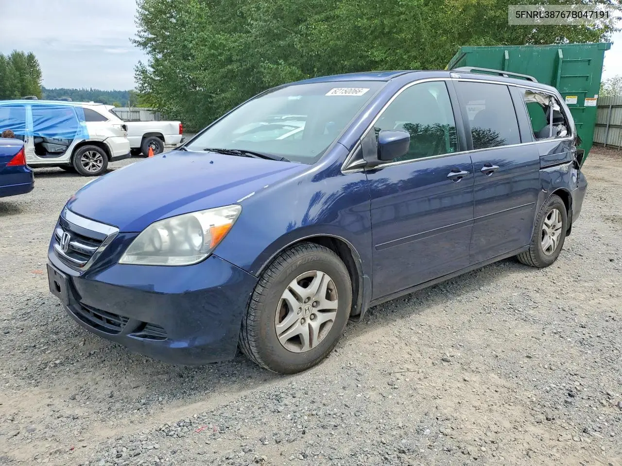 2007 Honda Odyssey Exl VIN: 5FNRL38767B047191 Lot: 62150066