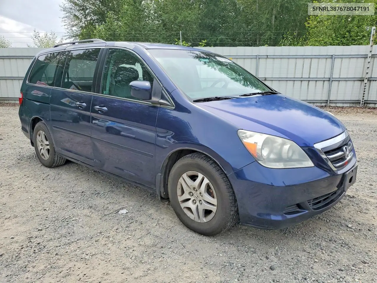 2007 Honda Odyssey Exl VIN: 5FNRL38767B047191 Lot: 62150066