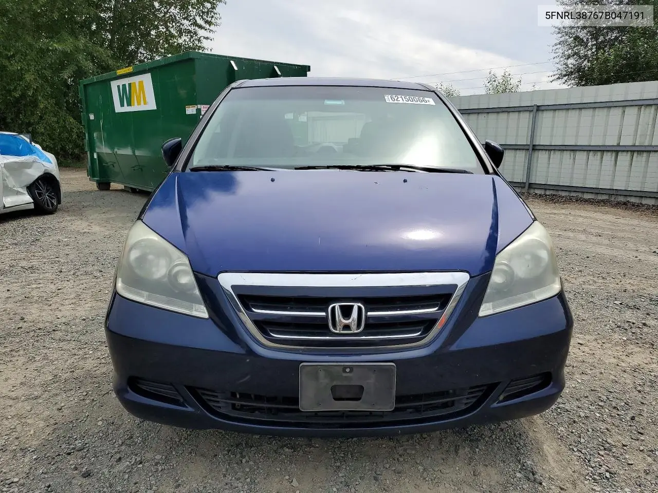 2007 Honda Odyssey Exl VIN: 5FNRL38767B047191 Lot: 62150066