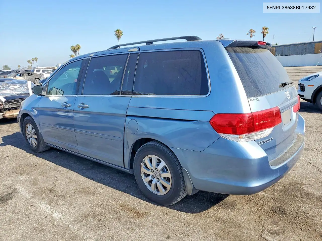 2008 Honda Odyssey Exl VIN: 5FNRL38638B017932 Lot: 56652456