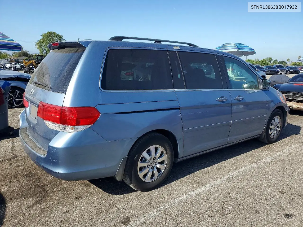 2008 Honda Odyssey Exl VIN: 5FNRL38638B017932 Lot: 56652456