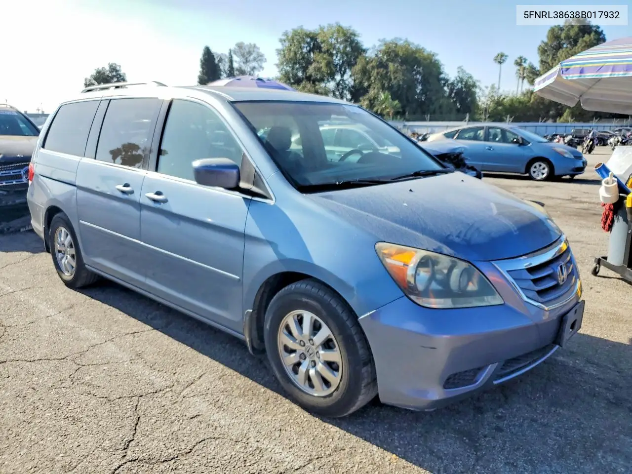 2008 Honda Odyssey Exl VIN: 5FNRL38638B017932 Lot: 56652456