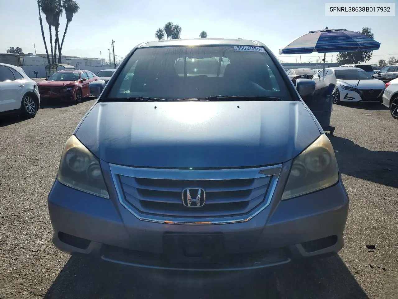 2008 Honda Odyssey Exl VIN: 5FNRL38638B017932 Lot: 56652456