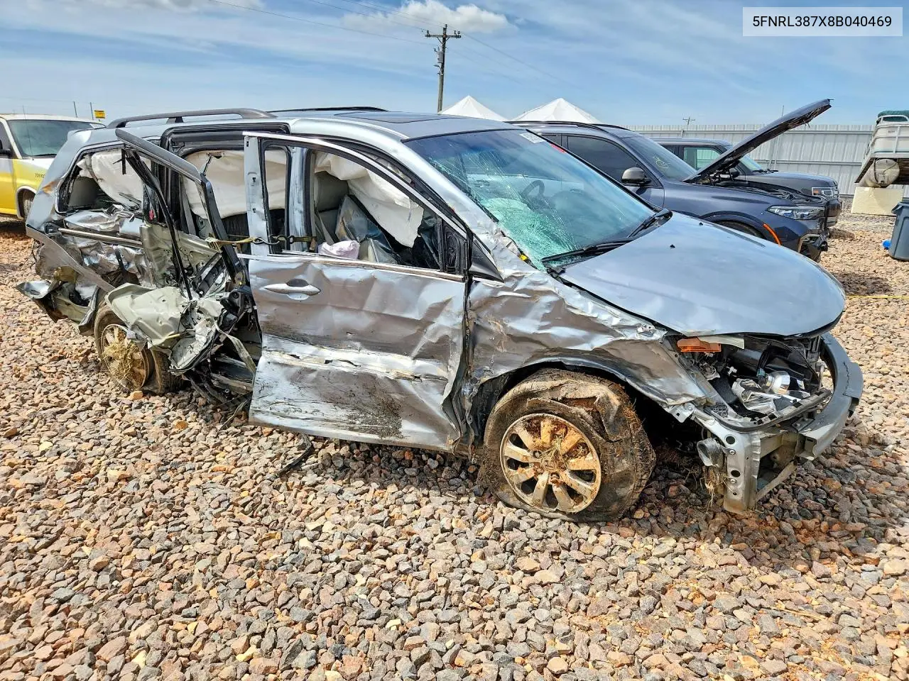 2008 Honda Odyssey Exl VIN: 5FNRL387X8B040469 Lot: 57951366