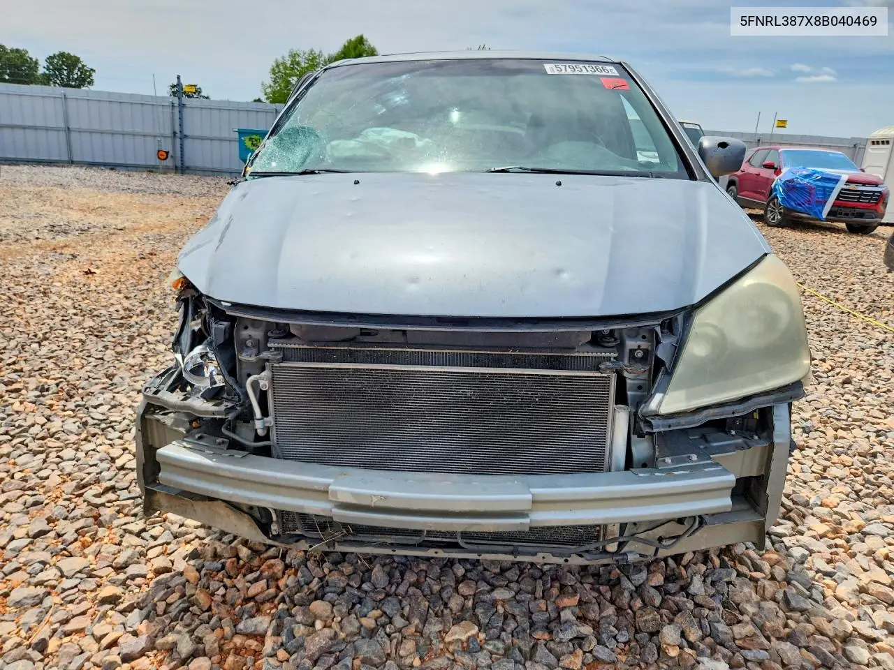 2008 Honda Odyssey Exl VIN: 5FNRL387X8B040469 Lot: 57951366