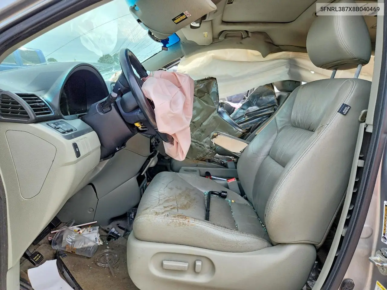2008 Honda Odyssey Exl VIN: 5FNRL387X8B040469 Lot: 57951366