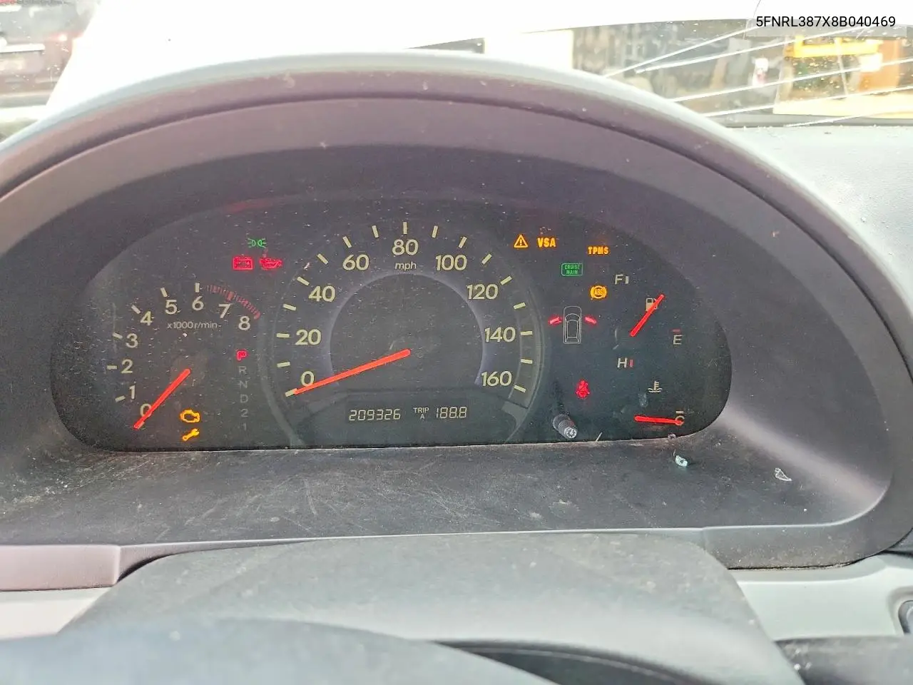2008 Honda Odyssey Exl VIN: 5FNRL387X8B040469 Lot: 57951366