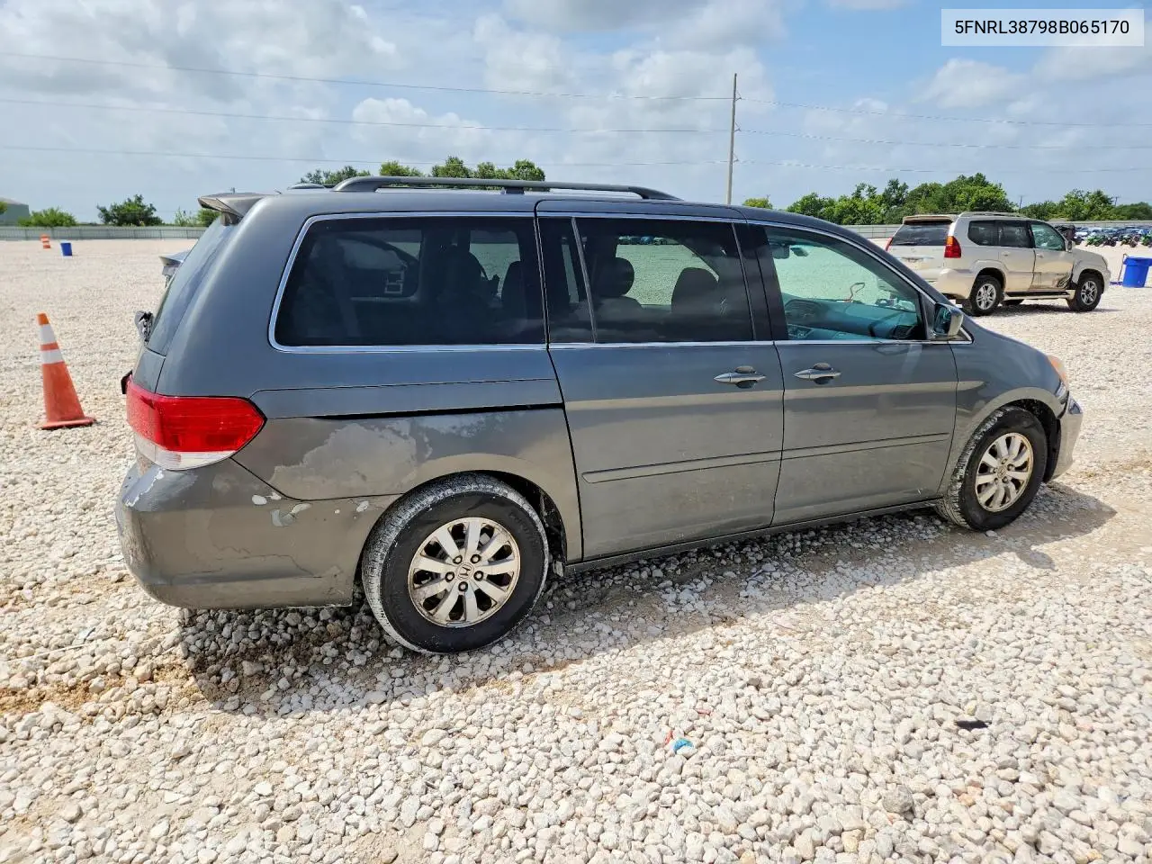 2008 Honda Odyssey Exl VIN: 5FNRL38798B065170 Lot: 61791436