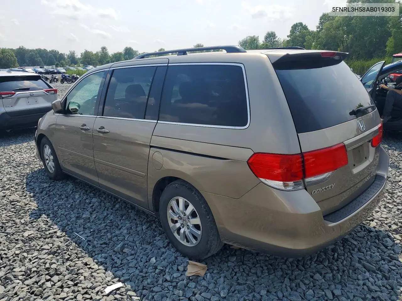 2010 Honda Odyssey Ex VIN: 5FNRL3H58AB019303 Lot: 62131116
