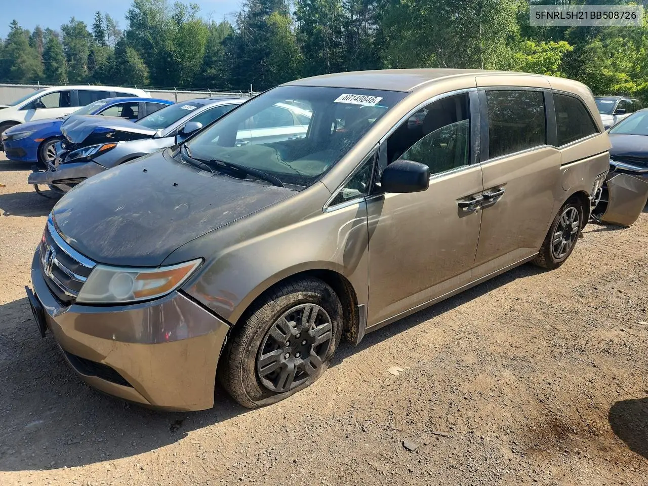 2011 Honda Odyssey Lx VIN: 5FNRL5H21BB508726 Lot: 60149846
