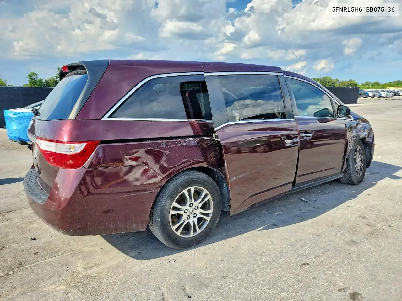 2011 Honda Odyssey Exl VIN: 5FNRL5H61BB075136 Lot: 62047786