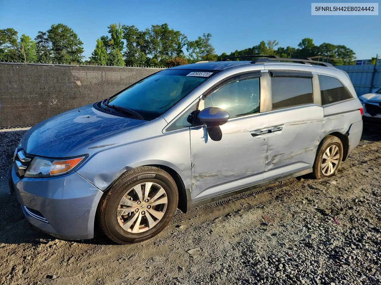 2014 Honda Odyssey Ex VIN: 5FNRL5H42EB024442 Lot: 60935726