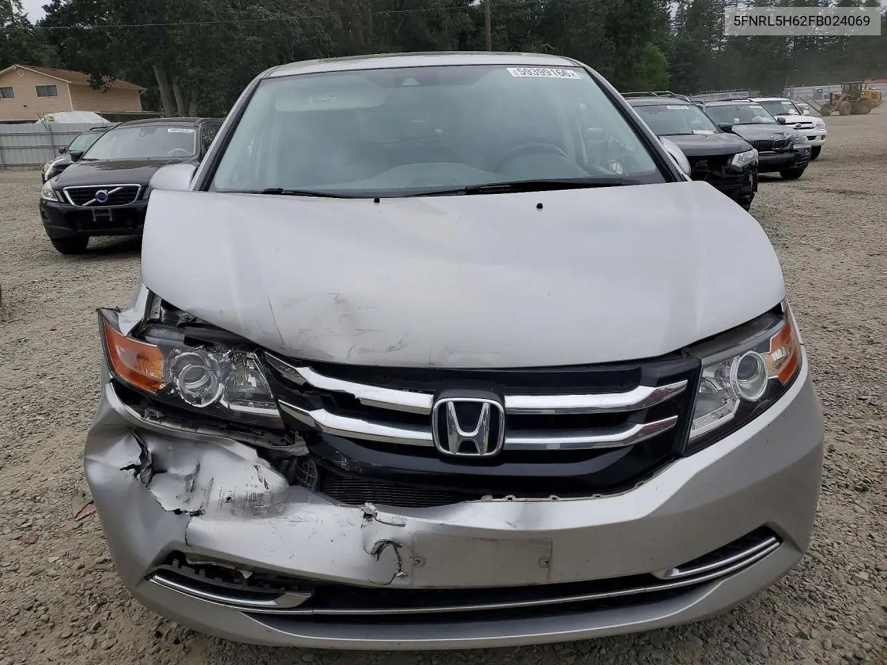 2015 Honda Odyssey Exl VIN: 5FNRL5H62FB024069 Lot: 59399166
