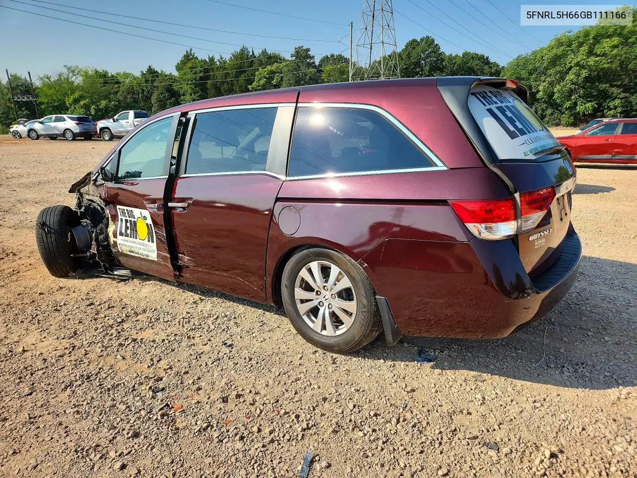 2016 Honda Odyssey Exl VIN: 5FNRL5H66GB111166 Lot: 61400566
