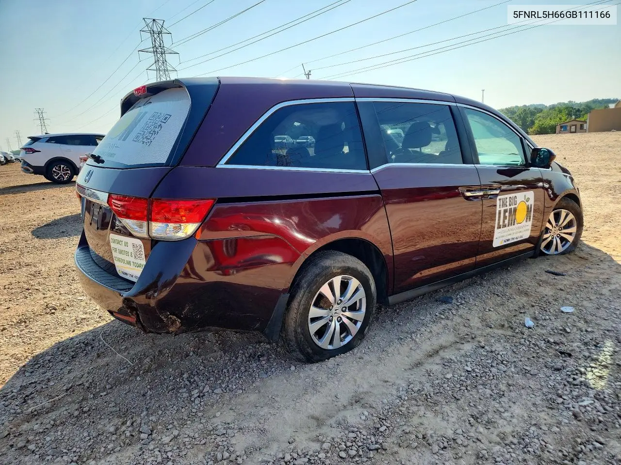 2016 Honda Odyssey Exl VIN: 5FNRL5H66GB111166 Lot: 61400566