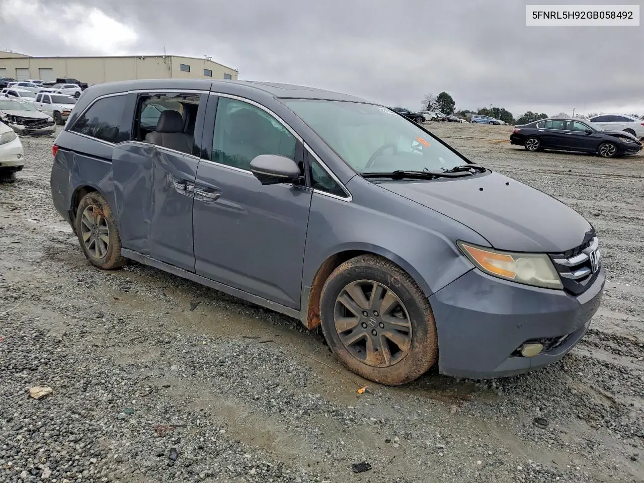 5FNRL5H92GB058492 2016 Honda Odyssey Touring