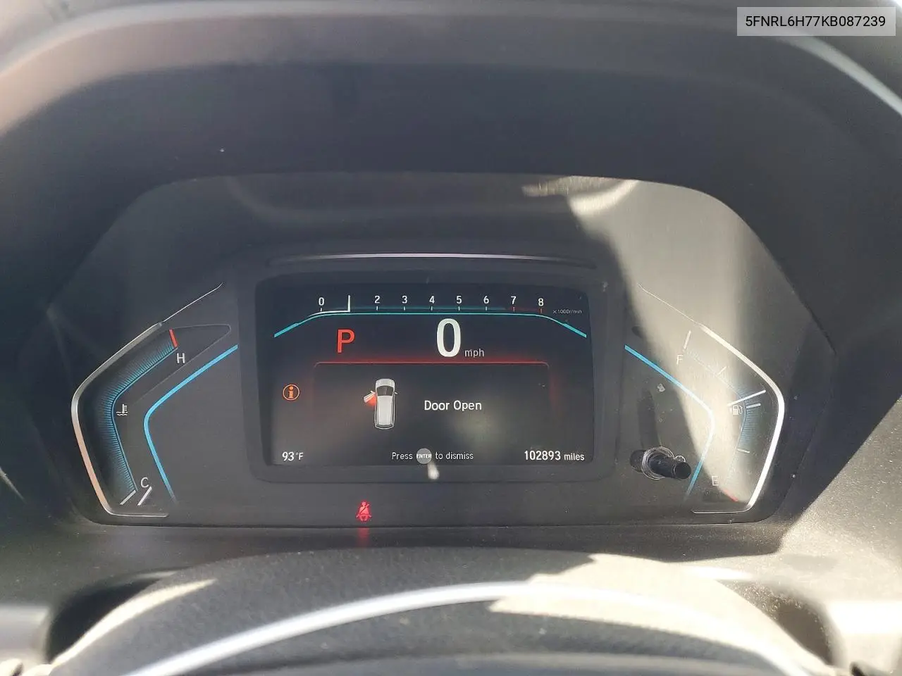 2019 Honda Odyssey Exl VIN: 5FNRL6H77KB087239 Lot: 58029176