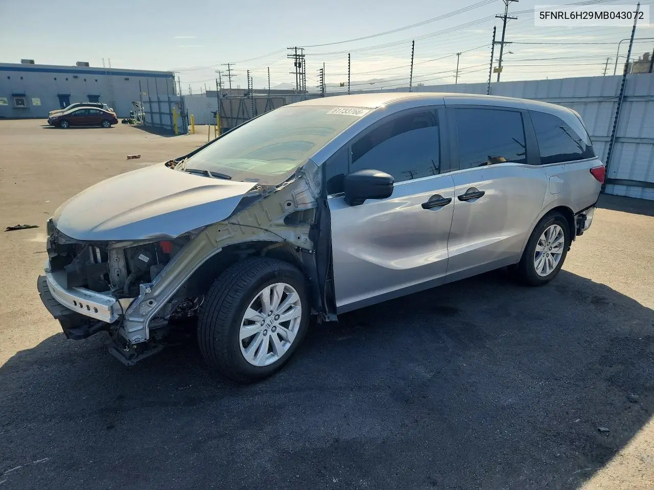 2021 Honda Odyssey Lx VIN: 5FNRL6H29MB043072 Lot: 61733766
