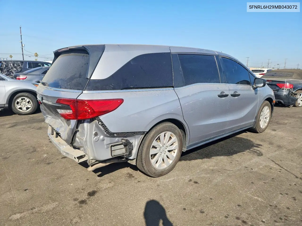 2021 Honda Odyssey Lx VIN: 5FNRL6H29MB043072 Lot: 61733766
