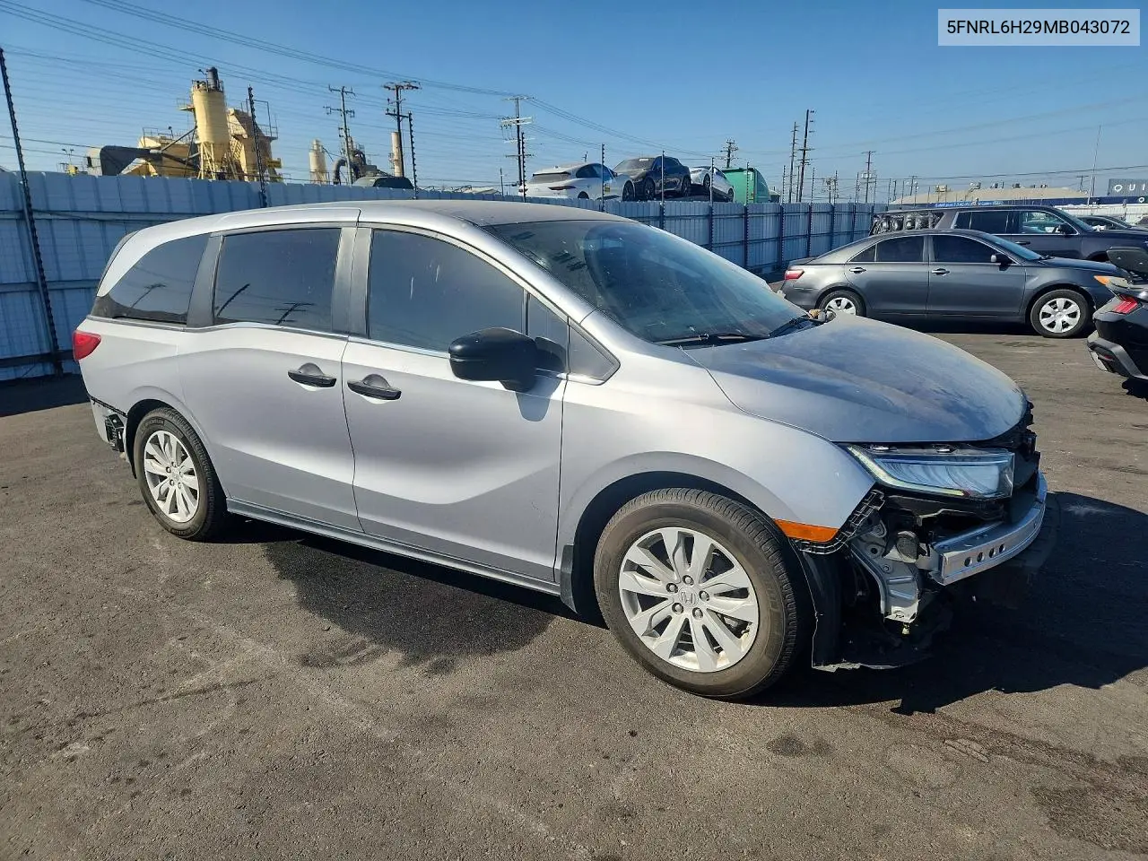 2021 Honda Odyssey Lx VIN: 5FNRL6H29MB043072 Lot: 61733766