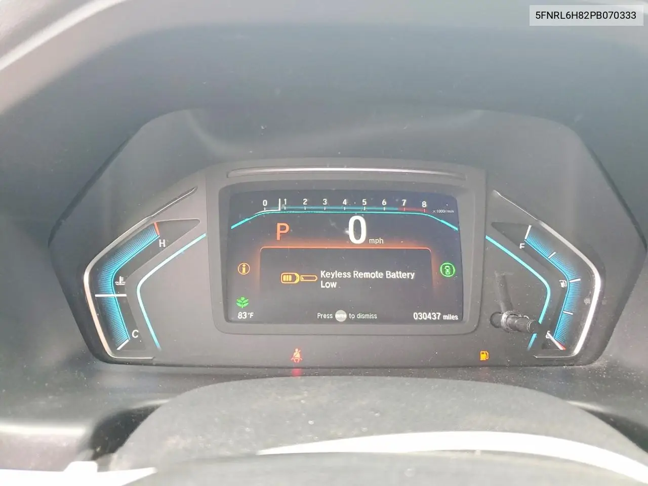 2023 Honda Odyssey Touring VIN: 5FNRL6H82PB070333 Lot: 61912426