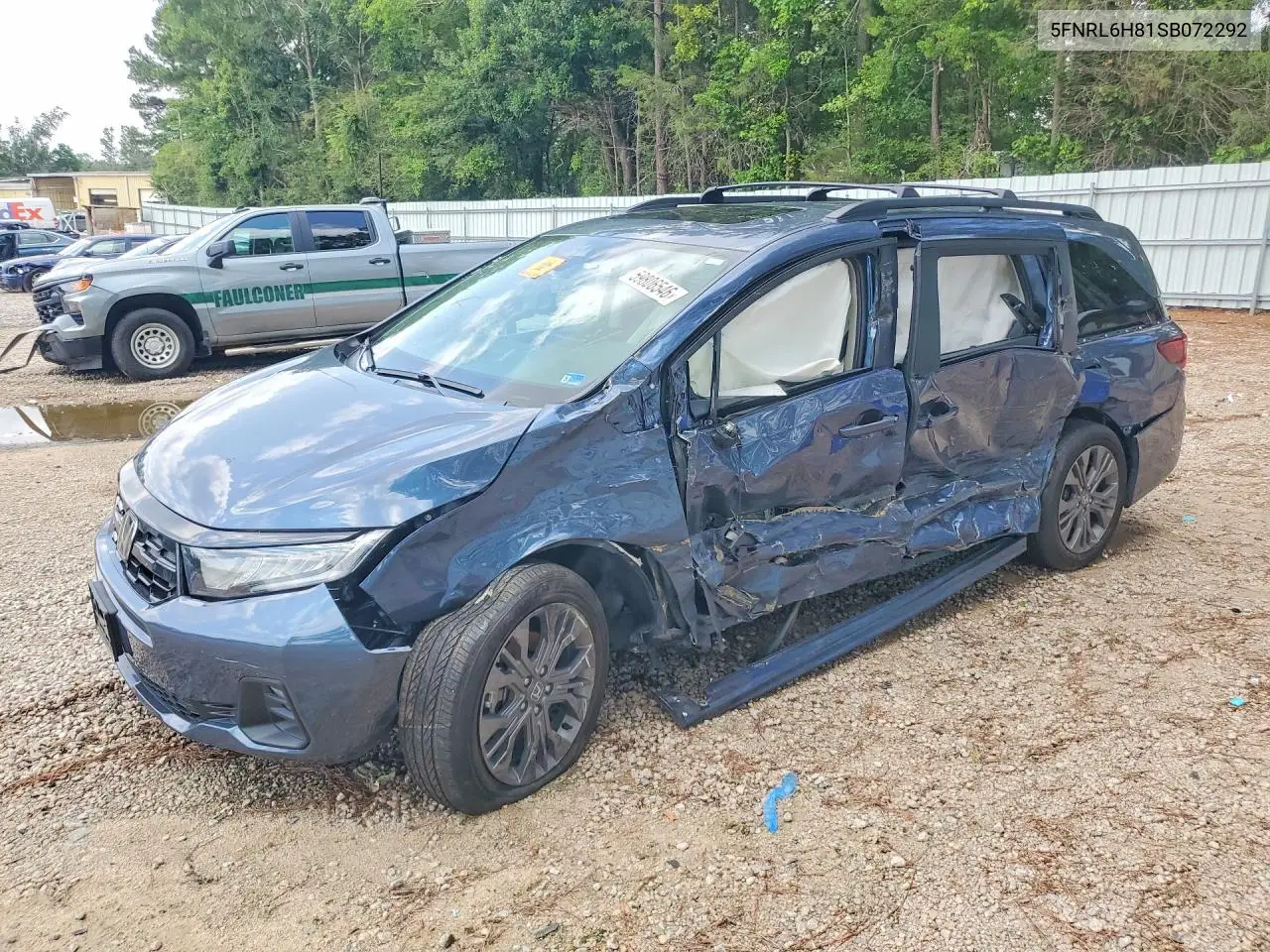 2025 Honda Odyssey Touring VIN: 5FNRL6H81SB072292 Lot: 59806546