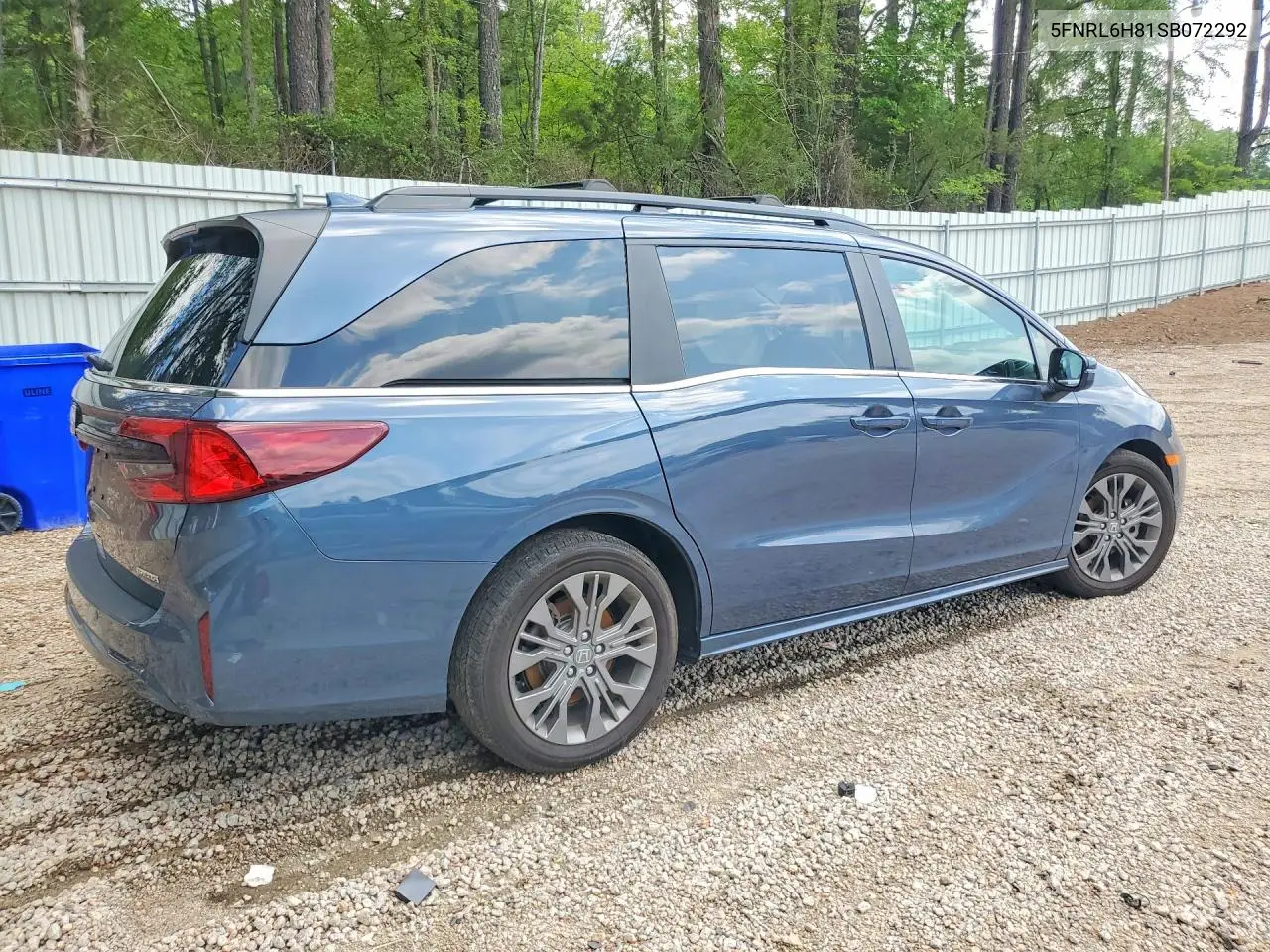 2025 Honda Odyssey Touring VIN: 5FNRL6H81SB072292 Lot: 59806546