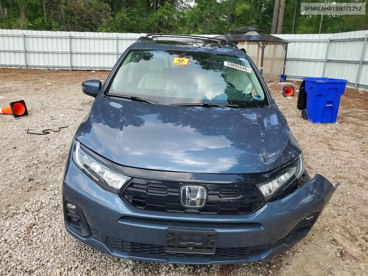 2025 Honda Odyssey Touring VIN: 5FNRL6H81SB072292 Lot: 59806546