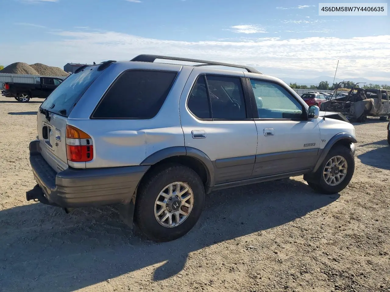 2000 Honda Passport Ex VIN: 4S6DM58W7Y4406635 Lot: 60799966
