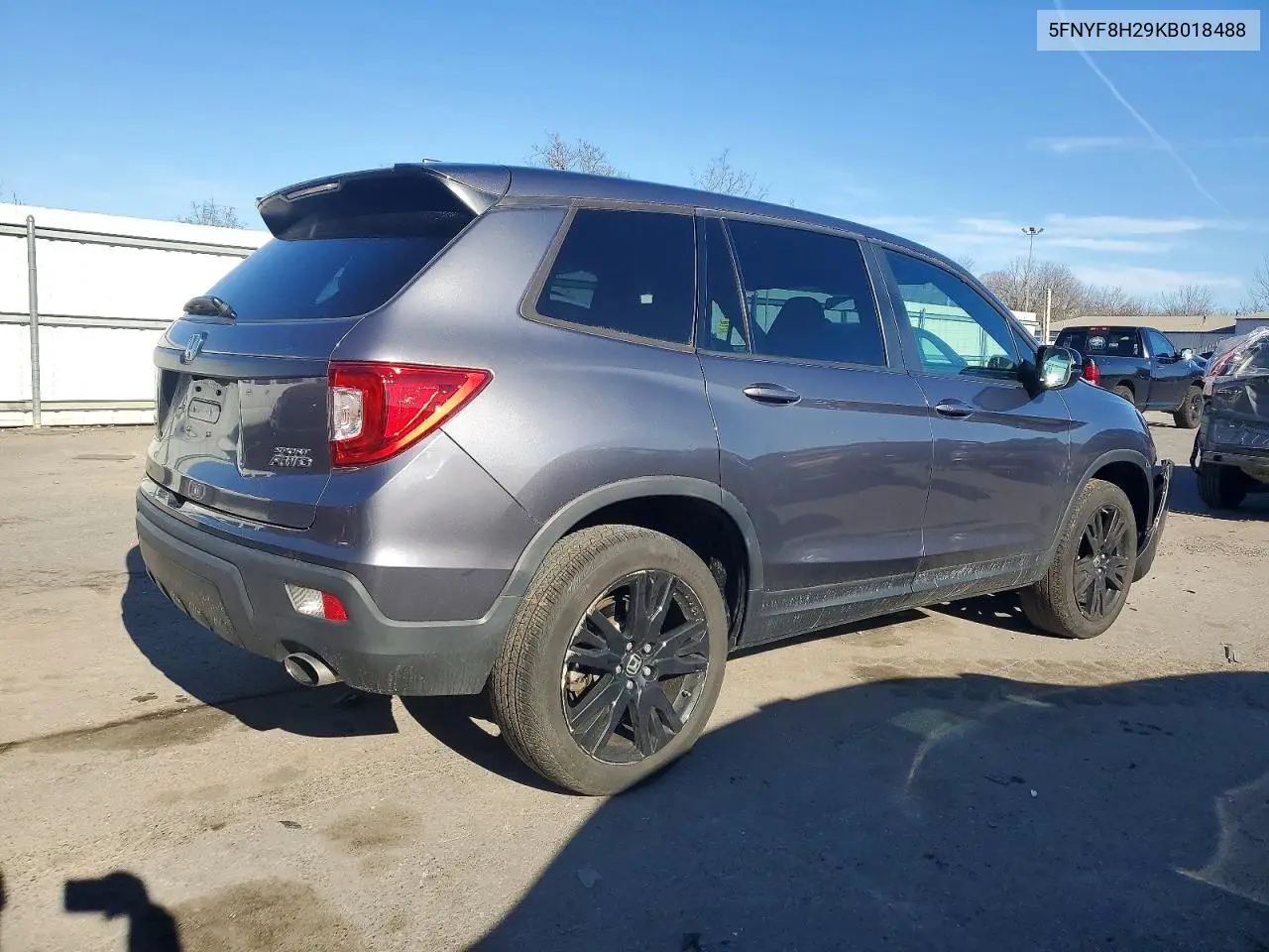 2019 Honda Passport Sport VIN: 5FNYF8H29KB018488 Lot: 72978835
