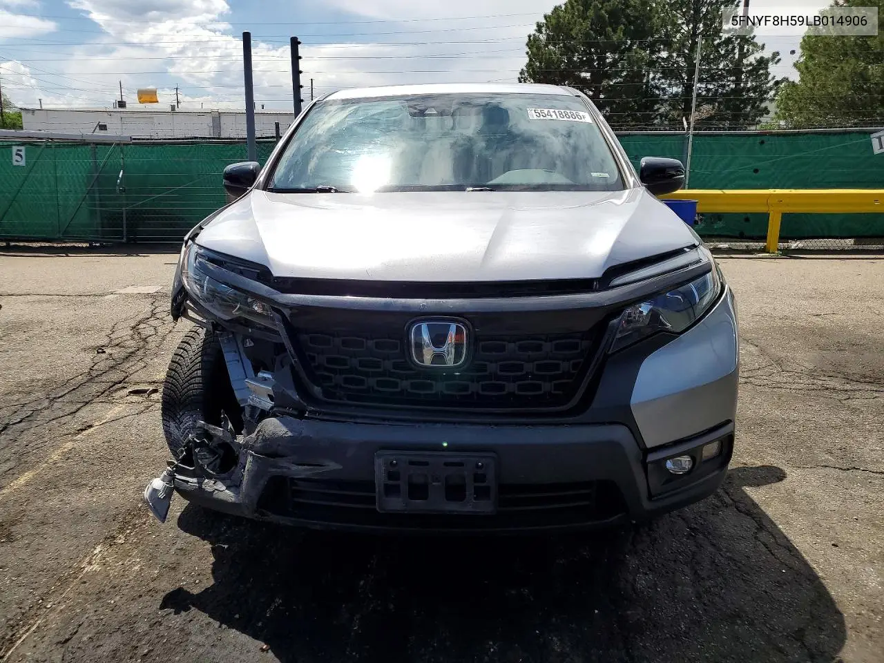 2020 Honda Passport Exl VIN: 5FNYF8H59LB014906 Lot: 55418886