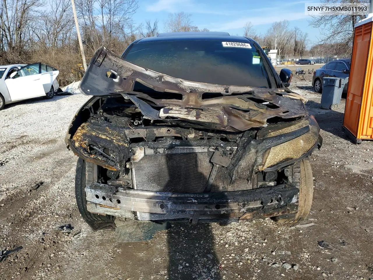 2021 Honda Passport Exl VIN: 5FNYF7H5XMB011993 Lot: 41829686