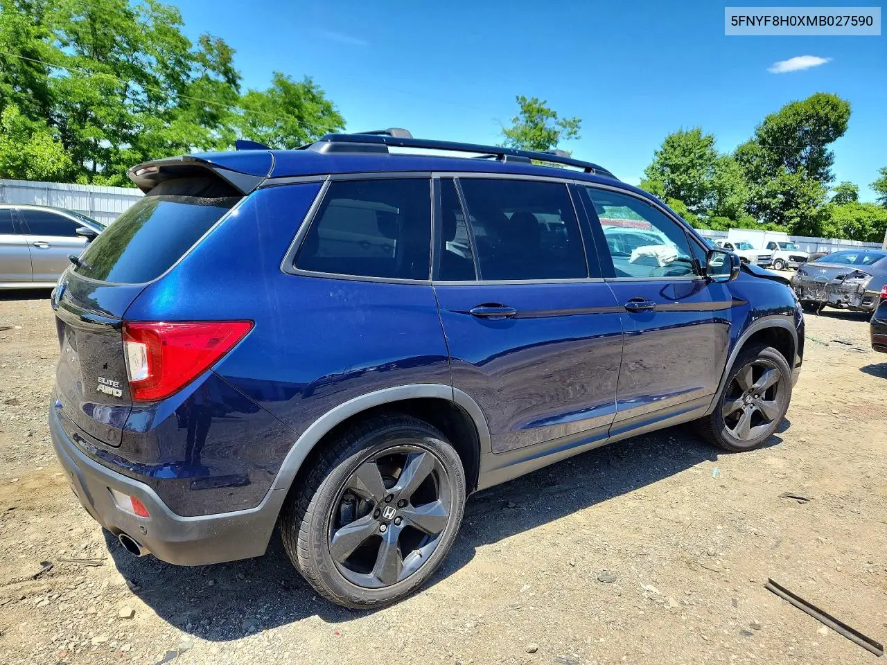 2021 Honda Passport Elite VIN: 5FNYF8H0XMB027590 Lot: 57405326
