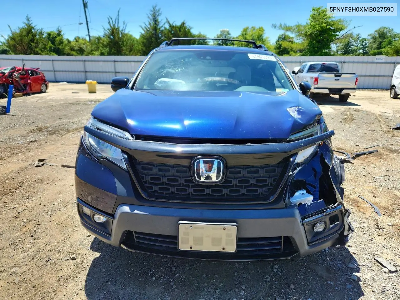 2021 Honda Passport Elite VIN: 5FNYF8H0XMB027590 Lot: 57405326