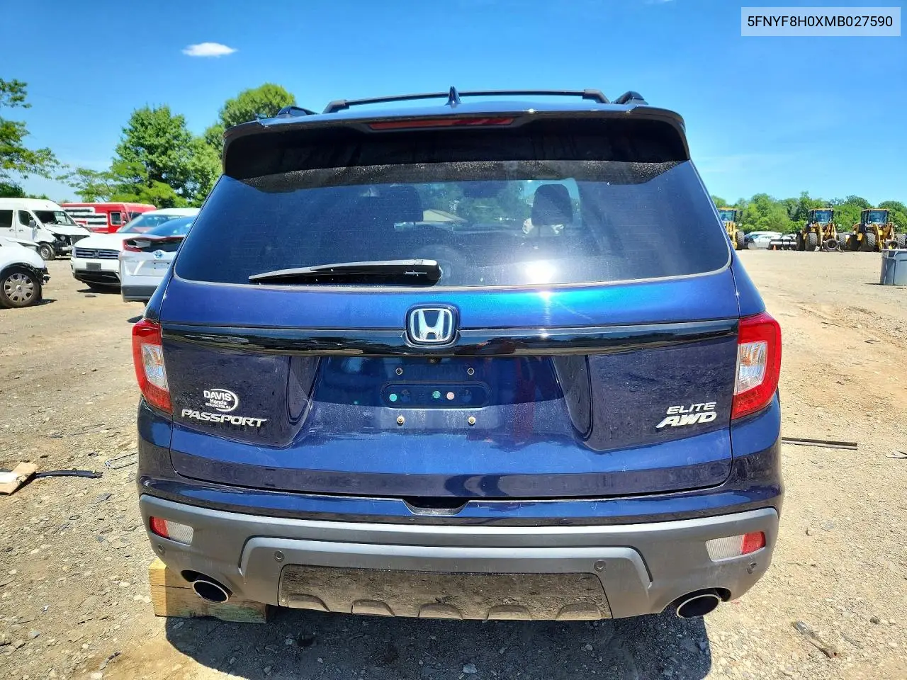 2021 Honda Passport Elite VIN: 5FNYF8H0XMB027590 Lot: 57405326