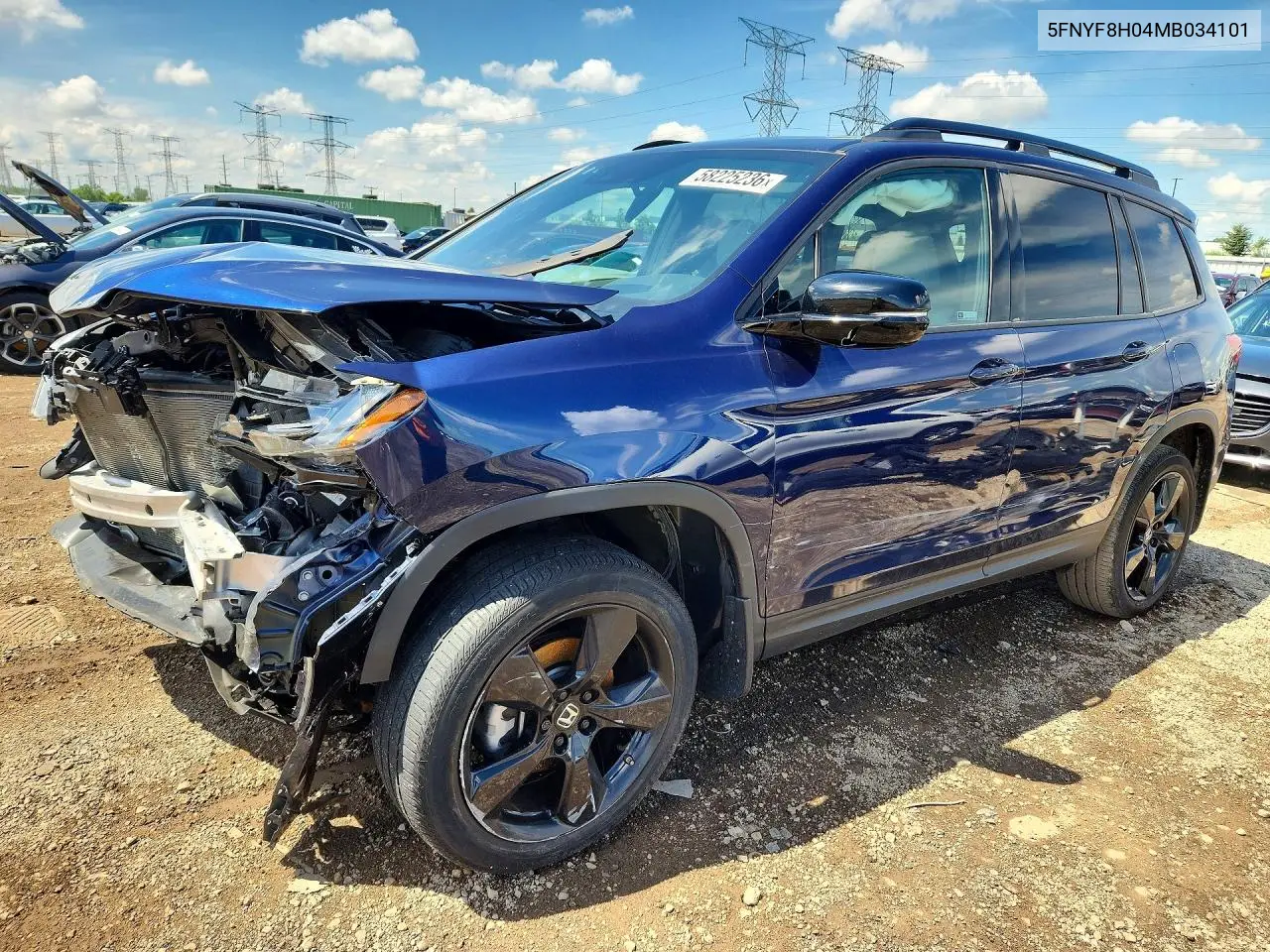 2021 Honda Passport Elite VIN: 5FNYF8H04MB034101 Lot: 58225236