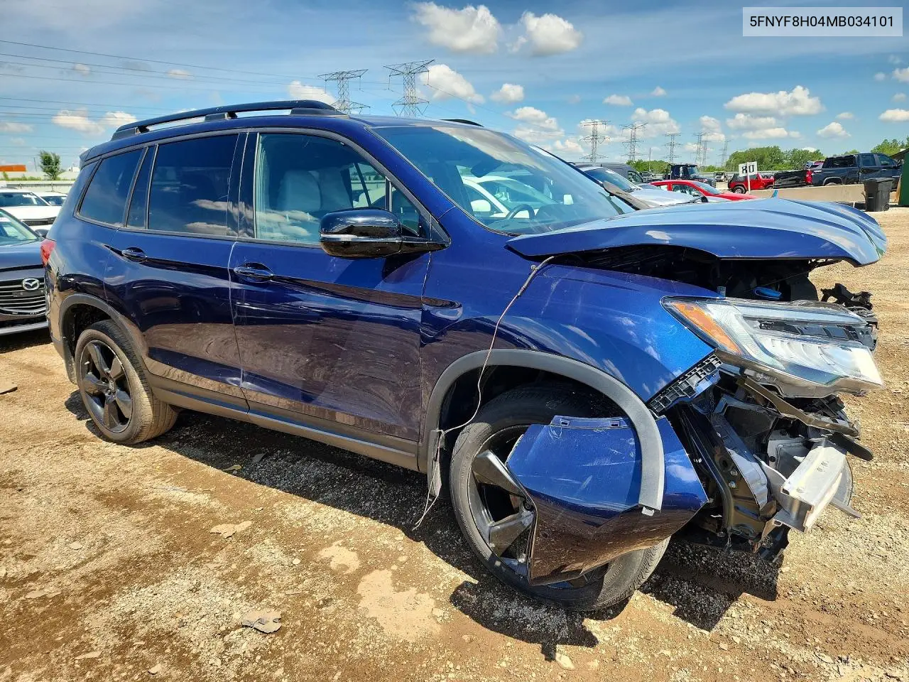 2021 Honda Passport Elite VIN: 5FNYF8H04MB034101 Lot: 58225236